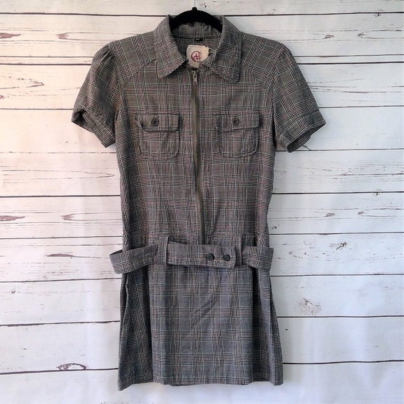 Chor Dresses & Skirts - Belted Plaid Mini Dress